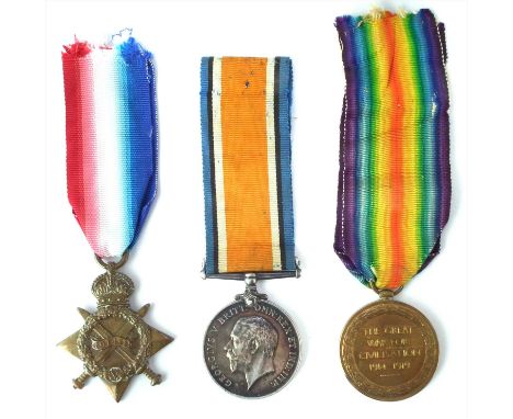 WWI Trio, British War Medal 1914-1918, Victory Medal and 1914-15 Star, for Private Bertram Large 45348, Royal Army Medical Co