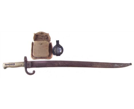 Chassepot M.1866 bayonet and scabbard, with matching serial numbers 57162, together with a T.G. MkIII compass dated 1944 in c