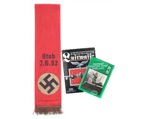 German Third Reich funeral sash marked J.G.52 (Jagdgeschwader 52, WW2 fighter wing which largely used Messerschmitt Bf109's) 
