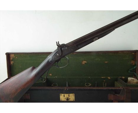 Double percussion shotgun by Patrick of Liverpool, 27 3/4 Damascus barrels, scroll engraved actions with dolphin hammers, ram