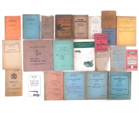 Twenty four pamphlets and instruction manuals for WWI and WWII machine guns, to include: Military service pub. Co.- Machine g