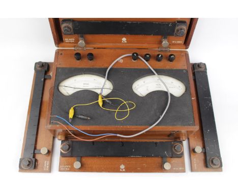 Vintage Cased AM marked Amp and Volt Meter with test boards 