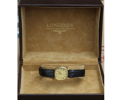 Longines Vintage Gold Plated Quartz Ladies Wristwatch in Original Longines Presentation Box. Vintage Longines gold plated lad