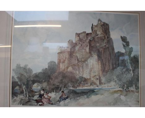 Sir William Russell Flint (RA, ROI) (4 April 1880 – 30 December 1969), Framed and Mounted Print (PICNIC AT LA ROCHE) limited 