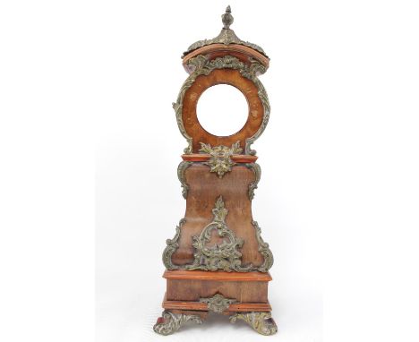 French Walnut table top clock case with applied Brass Ormolu type decoration 