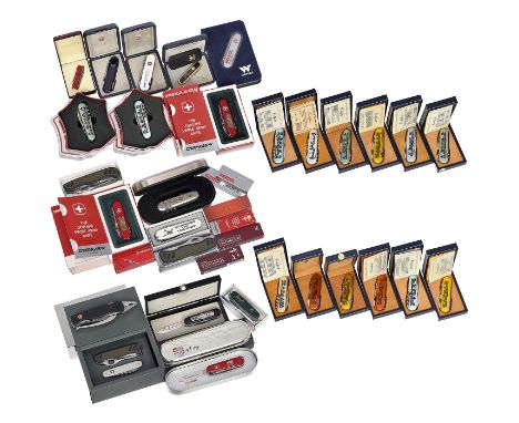 37 Schweizer Sammler- oder Anwendermesser von Victorinox und Wenger1) Victorinox "Sion 2006", Nr. 1235/2006, in Metalldose. –