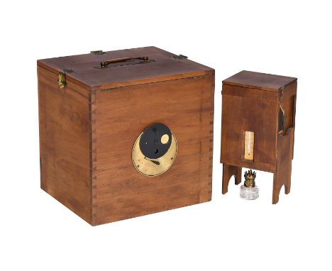 Système Gaudin, Replika der ersten Kamera für kurze Belichtungszeiten von 1840Holzkasten 26,5 x 23 x 28 cm, von oben und rück