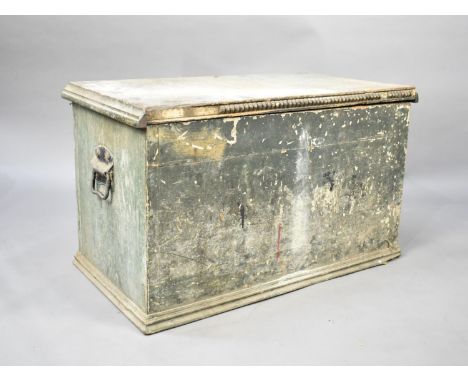A Late 19th Century Wooden Carpenters Tool Box with Hinged Lid, Containing Various Vintage Tools etc 77cm wide 