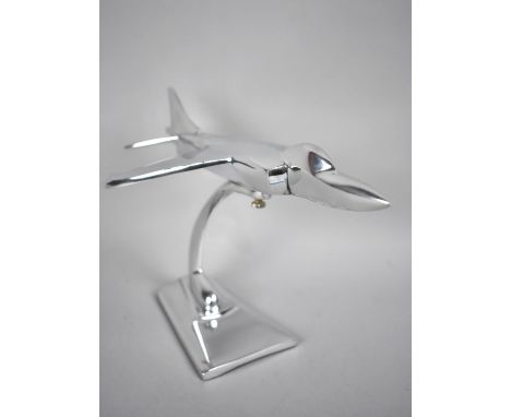 A Polished Aluminium Model of a Harrier Jump Jet, 29cms Long, Plus VAT 