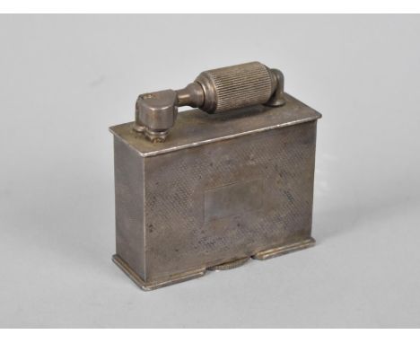 A Vintage McMurdo Silver Plated Table Lighter with Engine Turned Engraved Decoration, 7.5cms Wide 