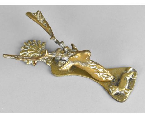 A Modern Cast Brass Novelty Door Knocker in the Form of a Stags Head, 14cms High 