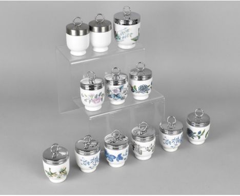 A Collection of Twelve Egg Coddlers Comprising Ten Royal Worcester 