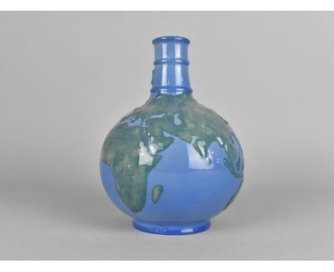 A Ceramic Bottle Vase, the Body Decorated in Relief as a Globe, 18cm high 