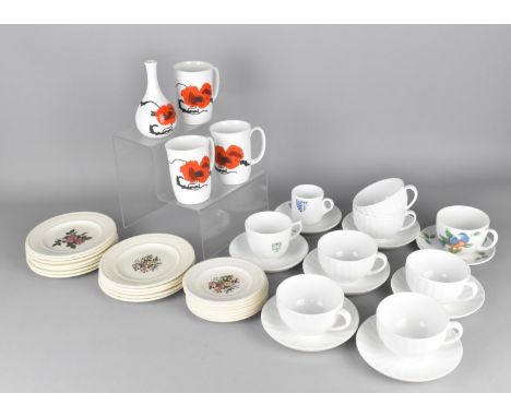 A Collection of Various Wedgwood to Comprise Night and Day Pattern Tea Cups and Saucers, Infinity Cup and Saucer, Susie Coope