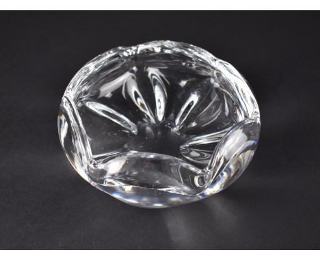 A Late 20th Century Circular Glass Bowl by Orrefors with Hexagonal Rim, 15cms Diameter 