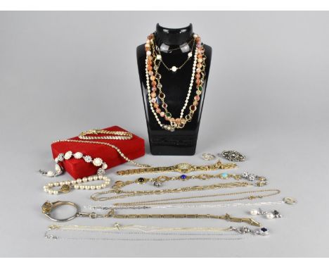 A Collection of Various Costume Jewellery to Comprise Silver Pendant, Necklaces, Rotary Wrist Watch etc 