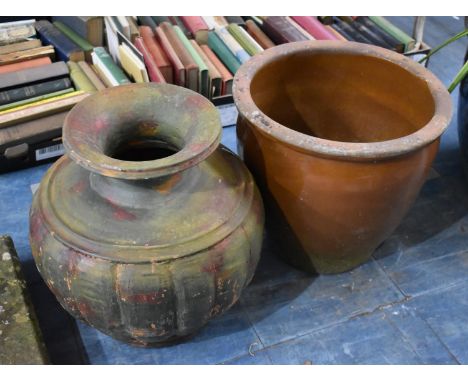 A Terracotta Planter and Vase, 35cm and 40cm high 