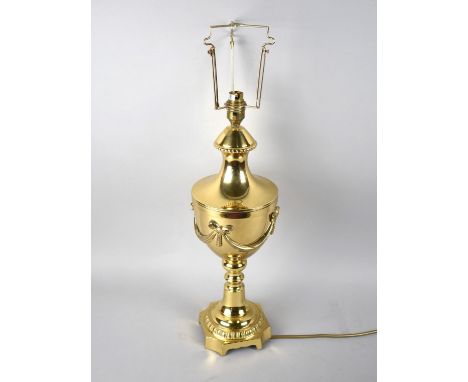 A Modern Heavy Brass Vase Shaped Table Lamp Base, No Shade, 60cms High Overall 