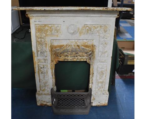 A Late 19th Century Cast Iron Fireplace Surround of Architectural Form in the Aesthetic Taste, 97x107cm high 