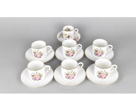 A Royal Worcester Floral Decorated Coffee Set for Six Together with a Royal Worcester Roanoke Coffee Can and Saucer 