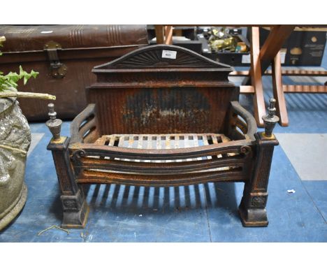 A Cast Iron Fire Basket of Architectural Form, 50cm High 
