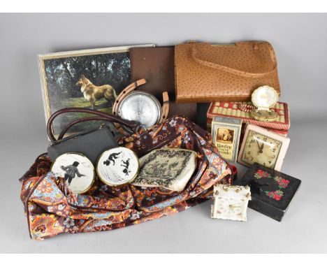 A Collection of Various Vintage and Later Ladies Items to Comprise Faux Pearl and Silver Screw Back Earrings, Leather Handbag