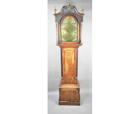 A 19th Century Oak Longcase Clock with Arched Brass Dial Inscribed for Collier of Newport, 30 Hour Movement with Single Weigh