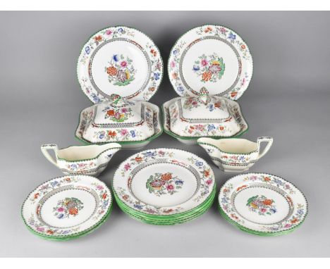 A Copeland Spode Chinese Rose Dinner Service to Comprise Two Large Plates, Six Small Plates, Six Side Plates, Two Lidded Ture