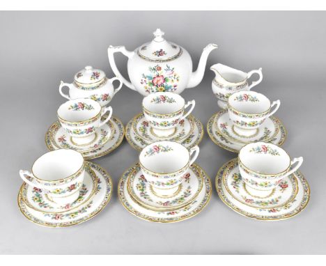 A Coalport Ming Rose Tea Set to Comprise Teapot, Milk Jug, Sugar Bowl, Six Cups, Seven Saucers and Six Side Plates 