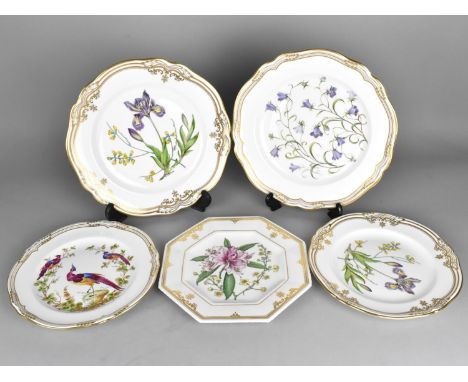 Five Spode Plates, Patterns to Include Campanula, Iris &amp; Sphaerolobium, Chelsea Bird and Rhododendron &amp; Prinsepia, al