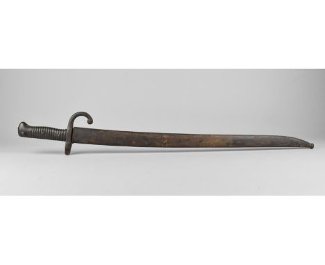 A 19th Century French 1866 Pattern Chassepot Rifle Sword Bayonet with Ribbed Handle and Recurved Yataghan Style Blade, Dated 