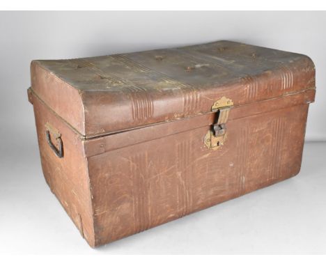 A Vintage Metal Travelling Trunk, 70cm wide 