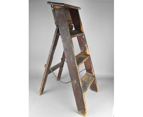 A Vintage Three Step Wooden Step Ladder 
