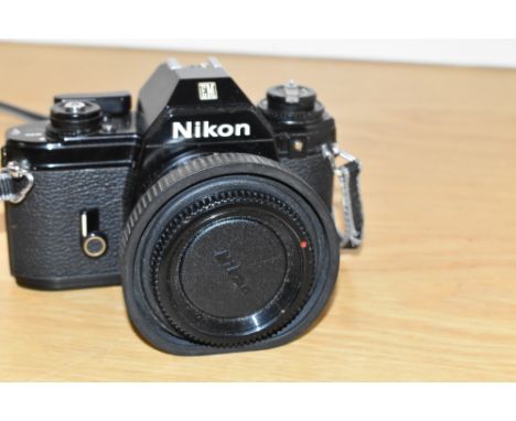 A Nikon EM SLR camera with Series E 1:1,8 50mm lens