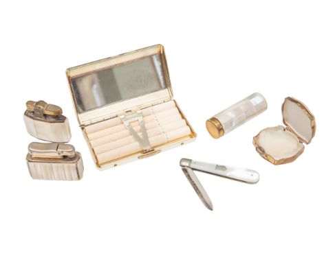 To be sold without reserve. Property of a Lady. 19th Century. A collection of small mother of pearl items. A silver and mothe