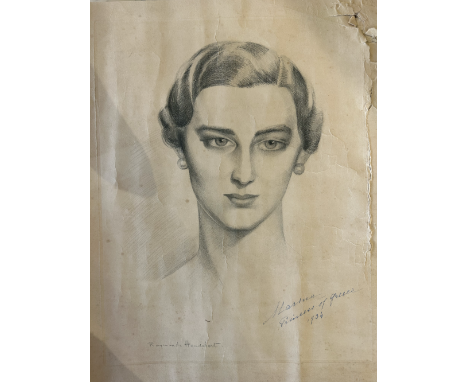 To be sold without reserve. Property of a Gentleman. A print of Princess Marina of Greece and Denmark. Inscribed, '1934', Sig