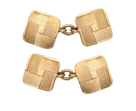 To be sold without reserve Property of a Lady. Circa 1900, A pair of French 18ct gold cufflinks The square-shaped cufflinks e