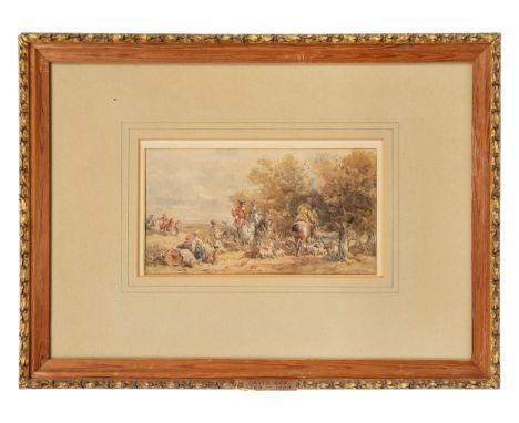 Property of a Gentleman. David Cox, The Elder (1783 - 1859). A Hunting Party. Watercolour on paper. Dimensions: (Paper) 5 in.