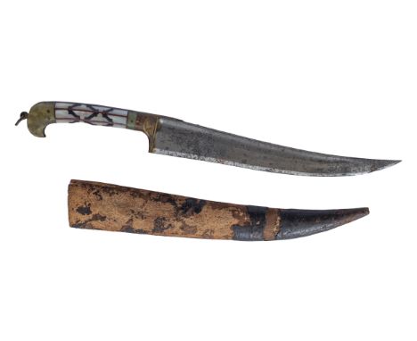 To be sold without reserve. Property of a Lady. Ottoman, 19th Century. A dagger with mother of pearl and jade-like handle. Di