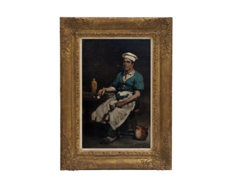 Property of a GentlemanThéodule Ribot (1823 - 1891)Portrait of a smoking chefOil on canvasSigned 't. Ribot', lower right Prov