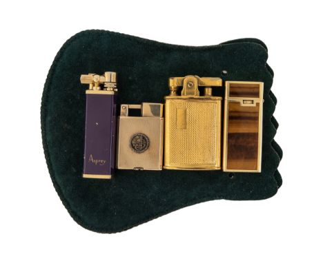 To be sold without reserve. Property of a Lady. A collection of 4 antique lighters [a] An 18ct yellow gold and tiger's eye li