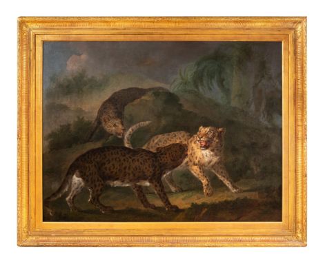 Property of a Gentleman. Martin Ferdinand Quadal (1736 - 1808) Three leopards in a landscape Oil on canvas. Provenance: Priva