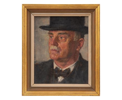 Property of a Gentleman collector. Carl Felkel (1896 - 1984) A portrait of an old man in a top hat Oil on artist's board. &nb