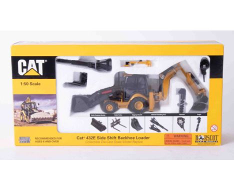 CAT 432E Side Shift Backhoe Loader 1:50 scale, boxed.