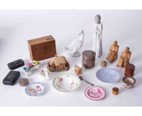 Various ceramics including, Nao figure, Royal Worcester miniature Tyg, Lilliput Lane cottage etc.