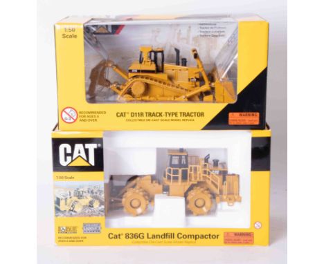 CAT D11R Track-Type Tractor 1:50 scale, CAT 836G Landfill Compactor 1:50 scale, boxed (2).