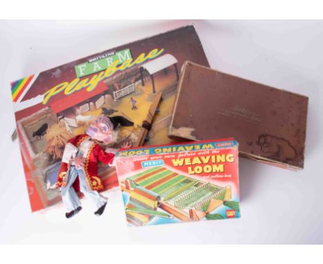 A 1980's Britain's Farm play base, Merit Weaving Loom, Pelham Wizard puppet and Goldon Glockenspiel (4)