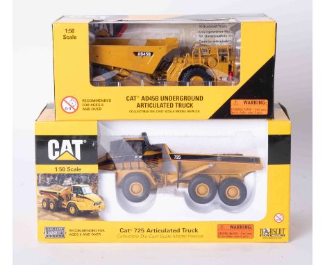 CAT 725 Articulated Truck 1:50 scale, CAT AD45B Underground Articulated Truck 1:50 scale, boxed (2).