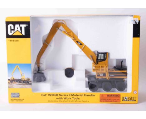 CAT 345B Series 2 Material Handler with Work Tools 1:50 scale, boxed.