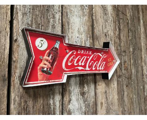 Large metal industrial style light up Coca Cola arrow sign / Location: Preston, PR3 (full details given to successful bidders